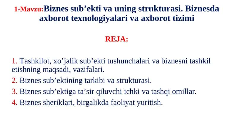 Biznes nima?