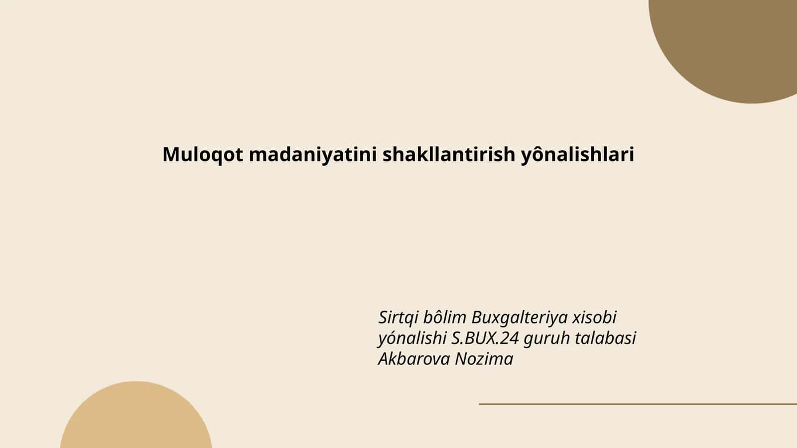 Muloqot madaniyatini shakllantirish yônalishlari