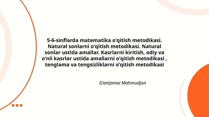 5-6-sinflarda matematika o'qitish metodikasi