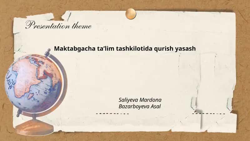 Maktabgacha ta'lim tashkilotida qurish yasash