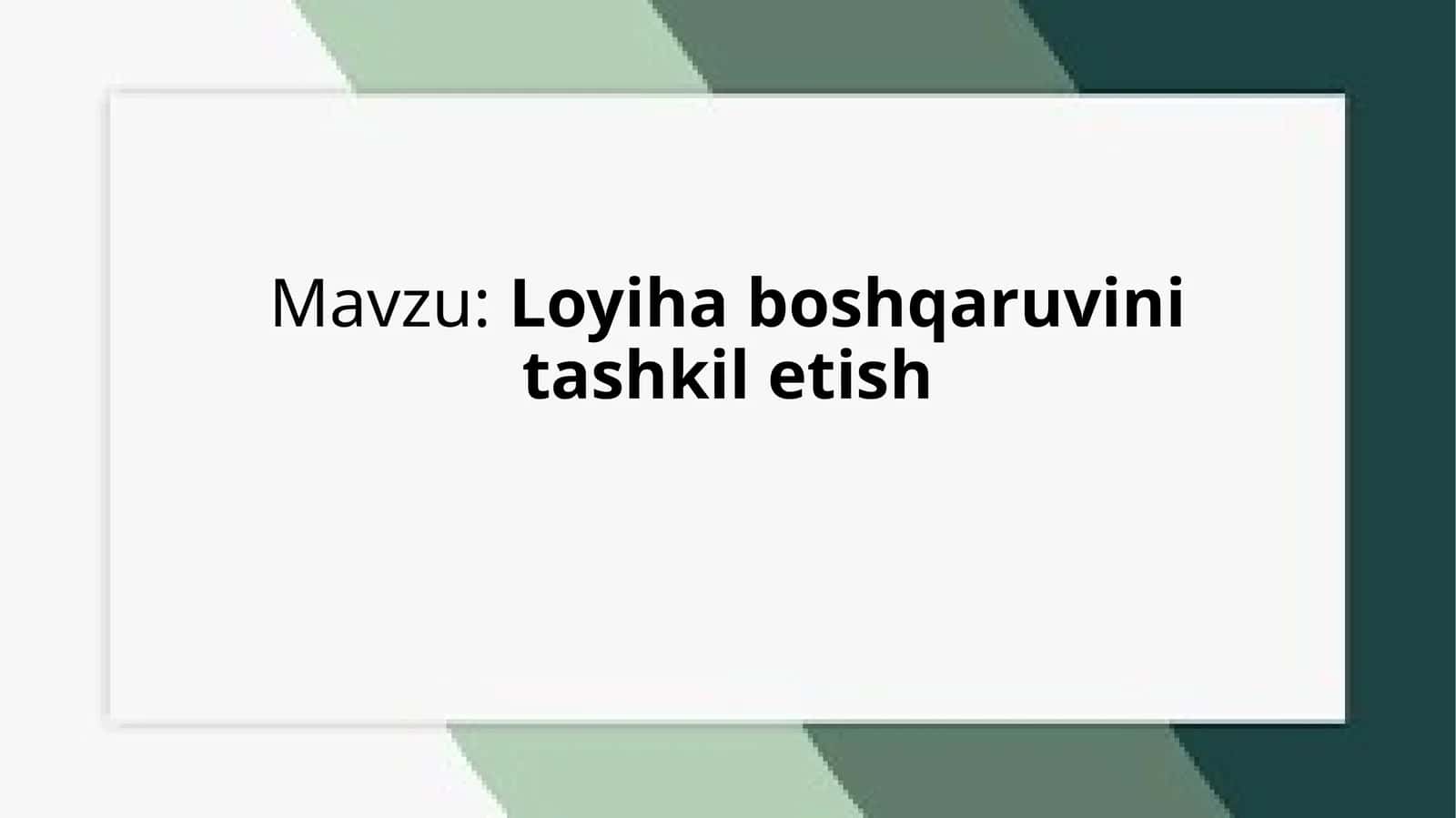 Loyihaboshqaruvinitashkiletish