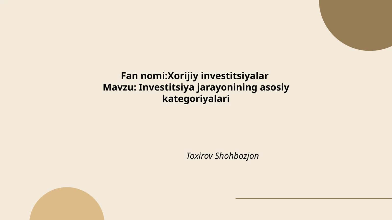 Xorijiy investitsiyalar