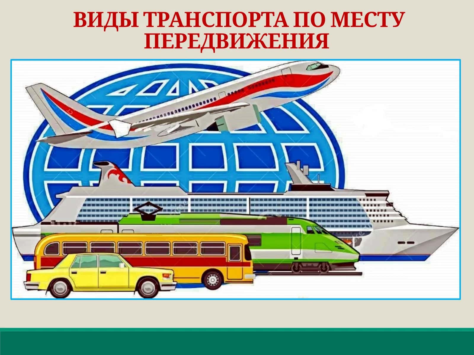 ВИДЫ ТРАНСПОРТА ПО МЕСТУ ПЕРЕДВИЖЕНИЯ