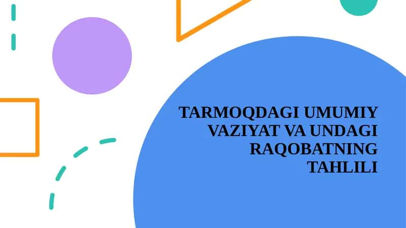 Tarmoqdagi Umumiy Vaziyat va Undagi Raqobatning Tahlili