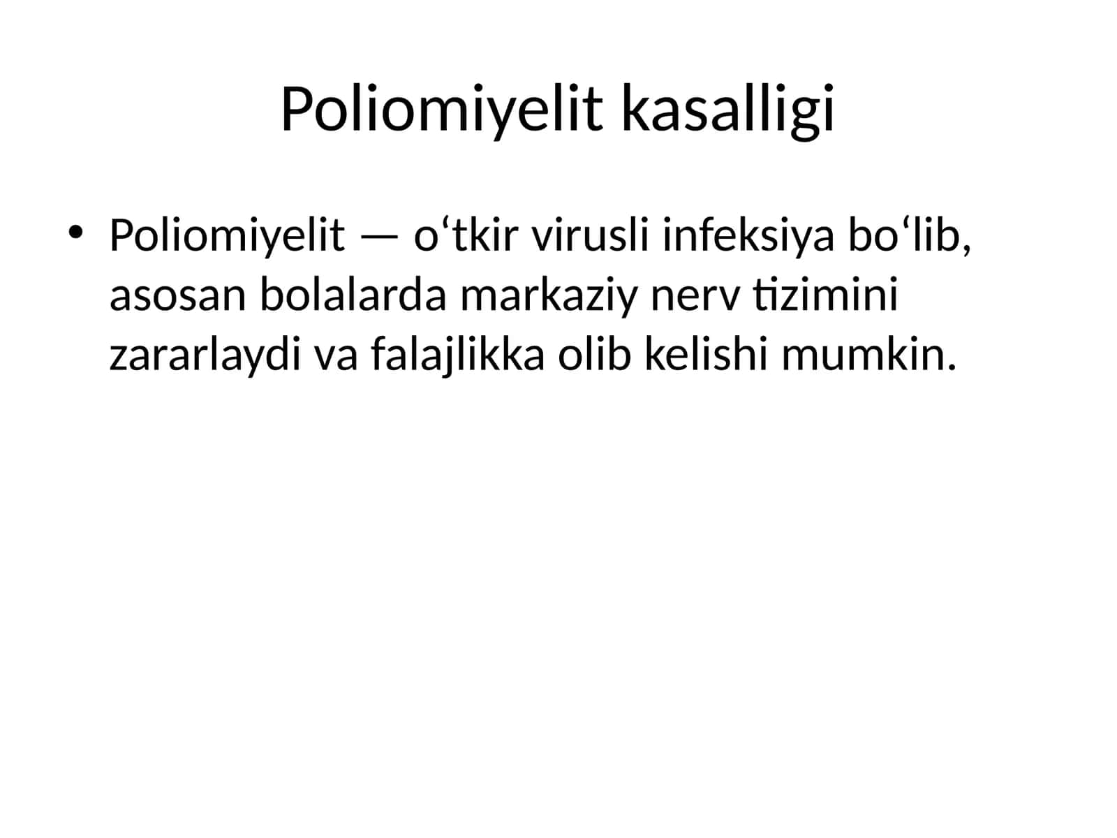 Poliomiyelit kasalligi