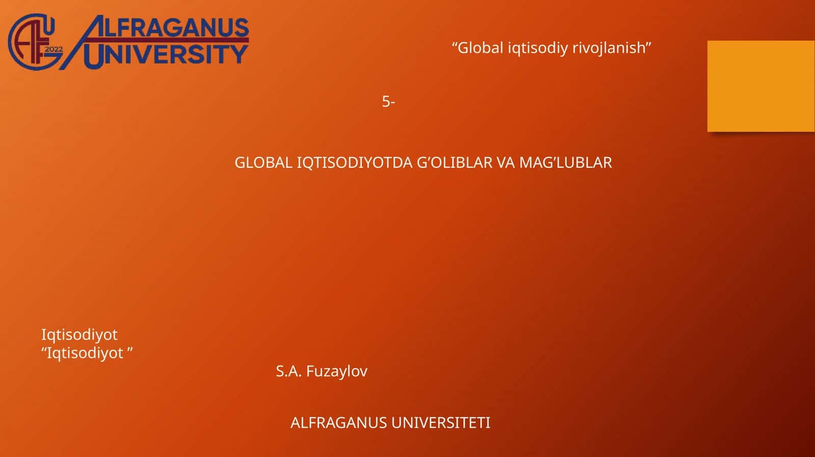 “Global iqtisodiy rivojlanish”