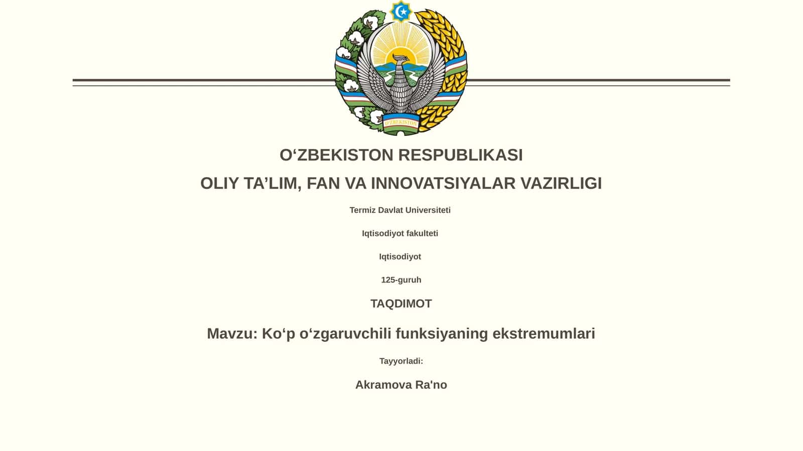 Koʻp oʻzgaruvchili funksiyaning ekstremumlari