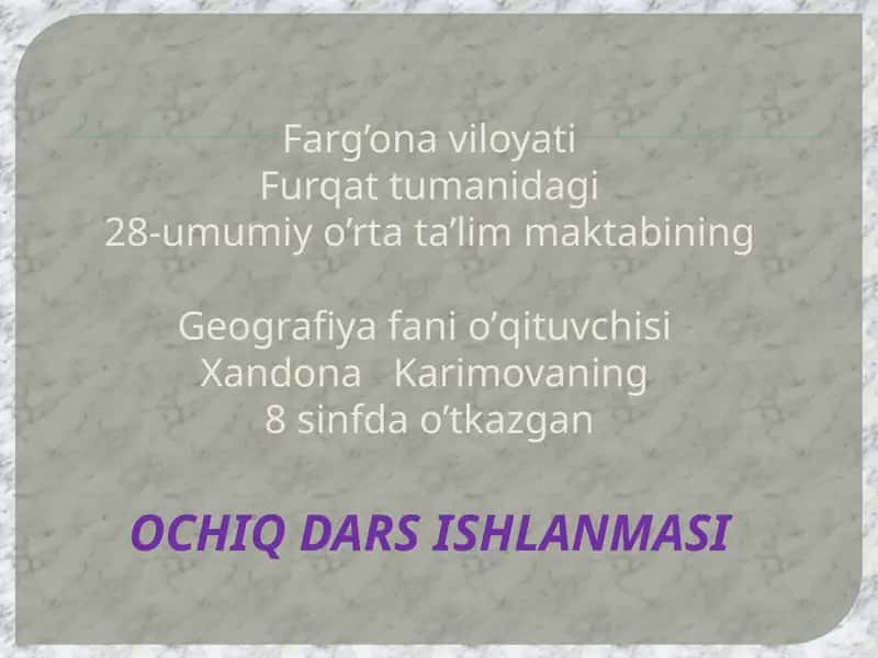 Geografiya fanining dehqonchilik mavzusi
