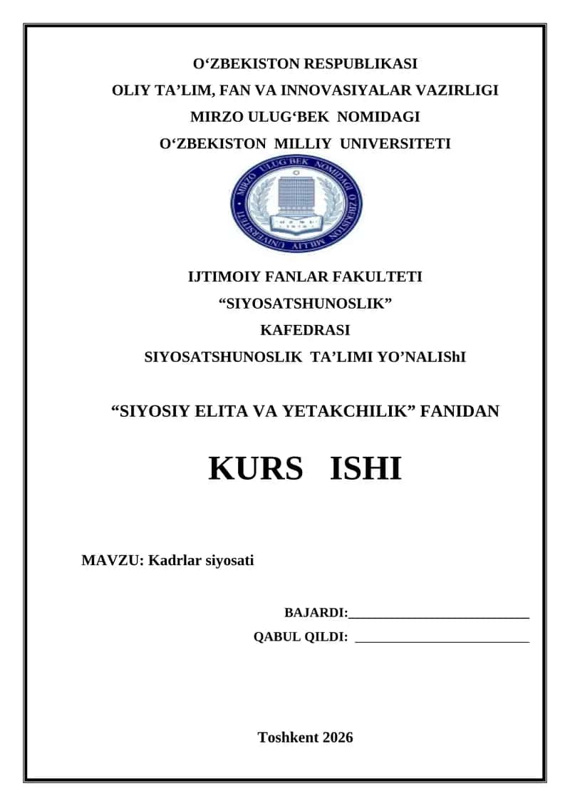 Kadrlar siyosati kurs ishi
