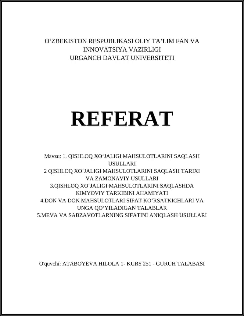 Qishloq xo‘jaligi mahsulotlarini saqlashning anʼanaviy usullari
