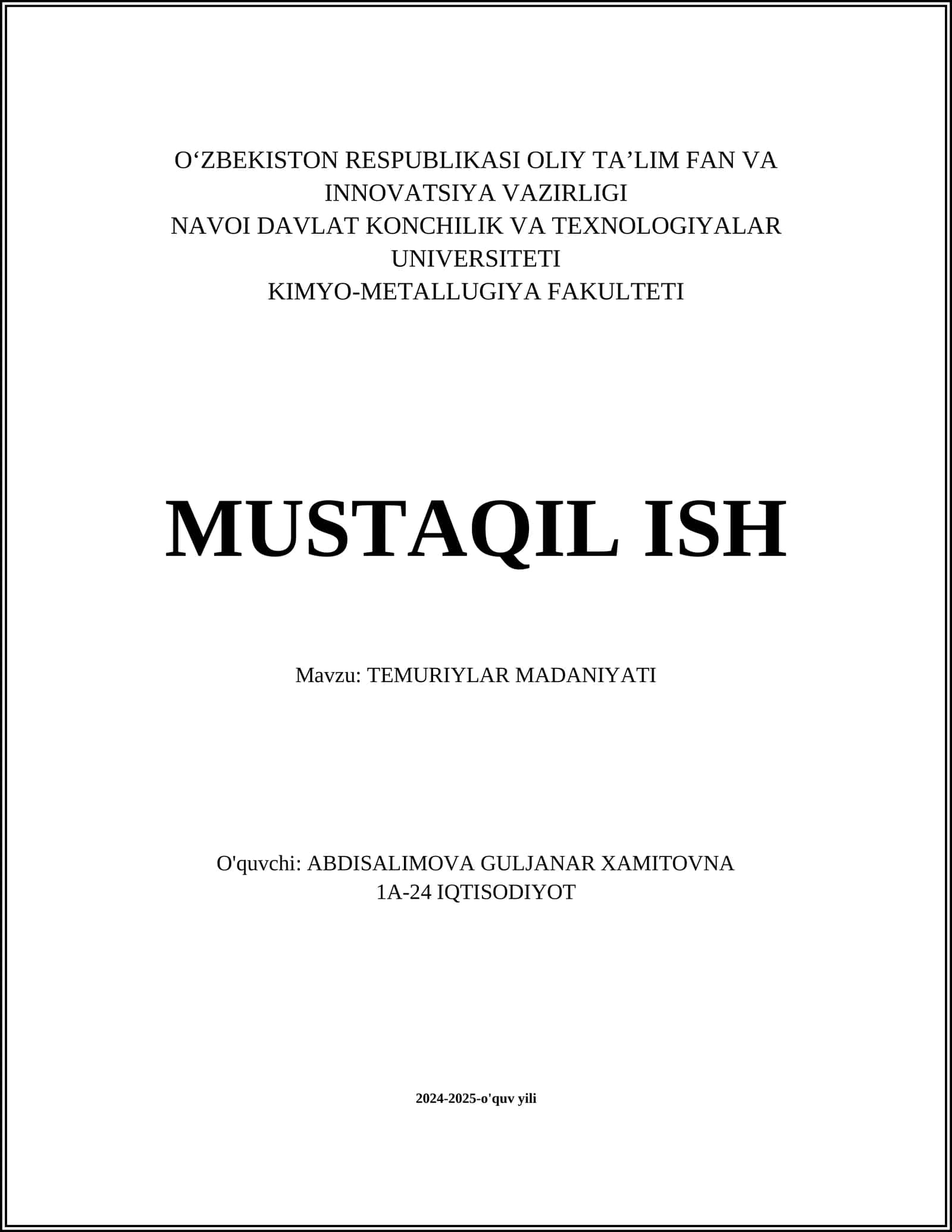 TEMURIYLAR MADANIYATI