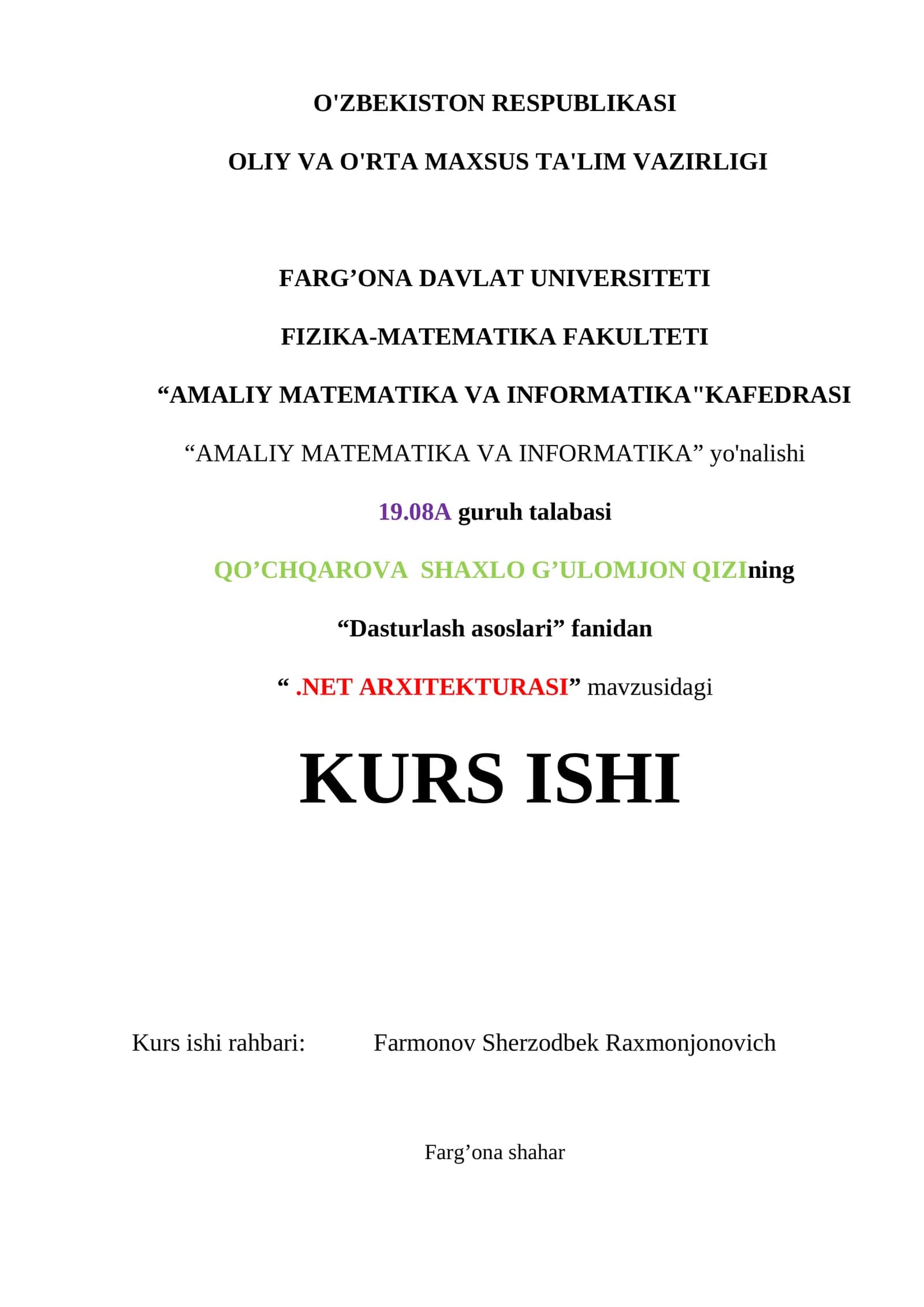 “.NET ARXITEKTURASI”