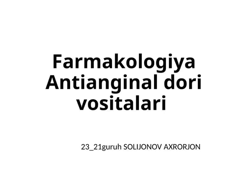 Antianginal dorivosi talari