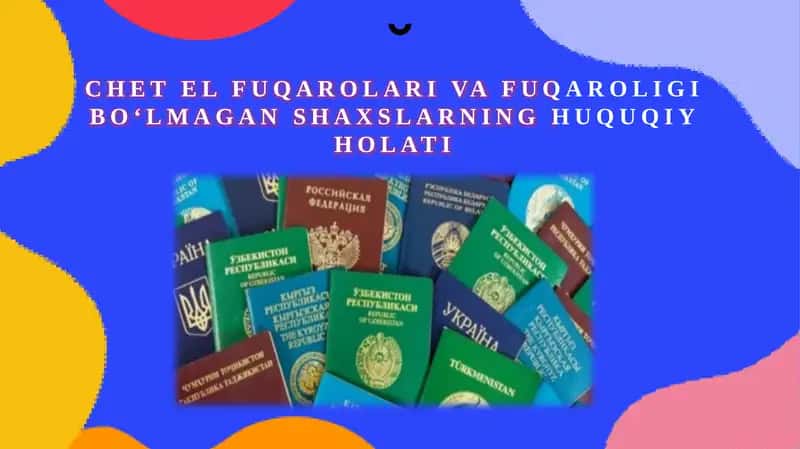 Chet elfuqarolarivafuqaroligibo‘lmaganshaxslarninghuquqiyholati