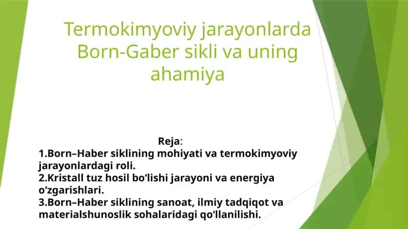 Born-Gaber sikli va uning ahamiya