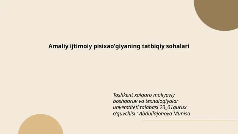 Amaliy ijtimoiy pisixao'giyaning tatbiqiy sohalari