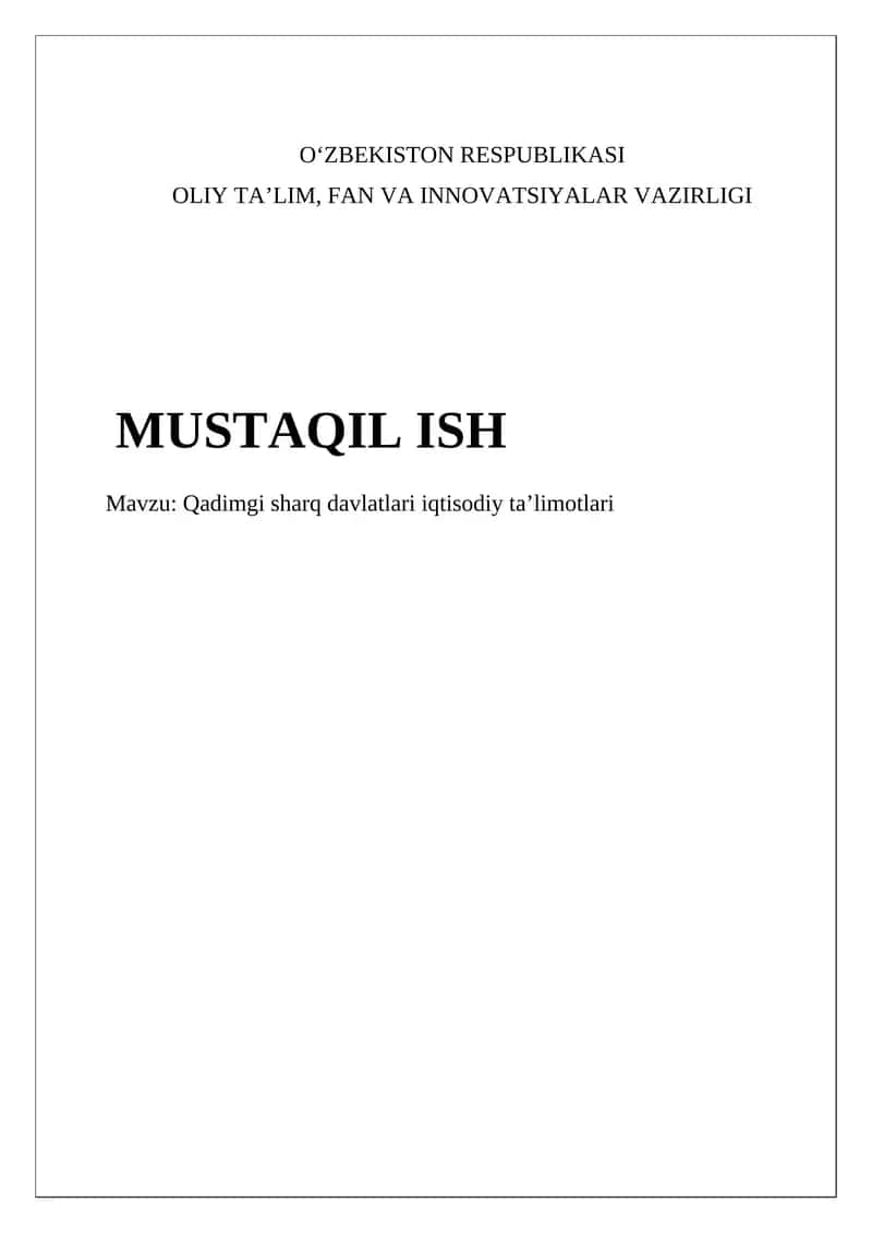 Qadimgi sharq davlatlari iqtisodiy ta’limotlari