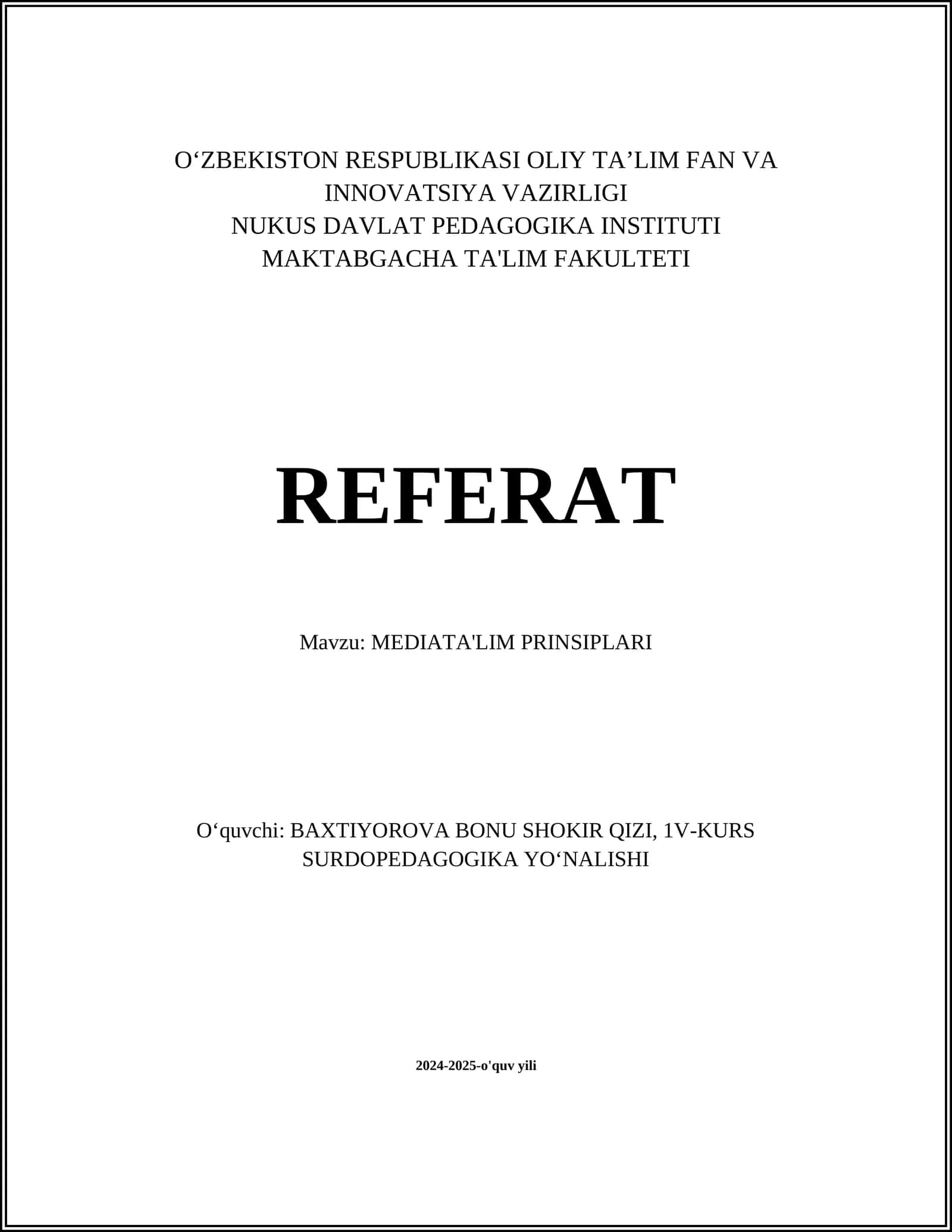 MEDIATA'LIM PRINSIPLARI