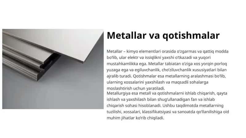 Metallar va qotishmalar