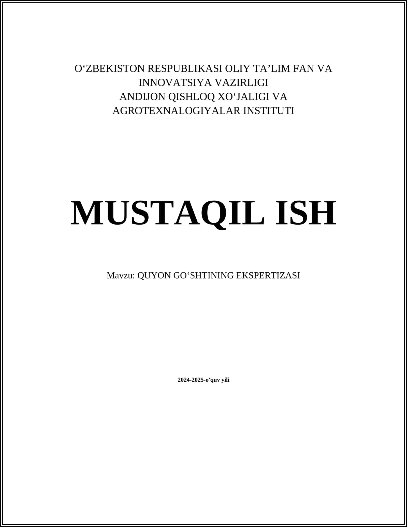 QUYON GOʻSHTINING EKSPERTIZASI