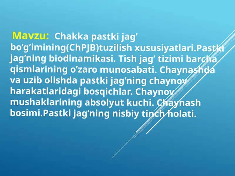Chakka pastki jag’ bo’g’imining tuzilishi