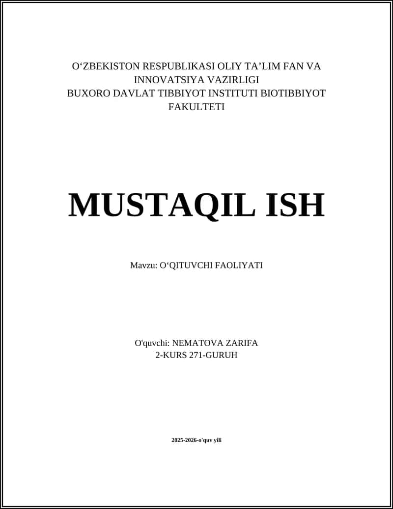 OʻQITUVCHI FAOLIYATI