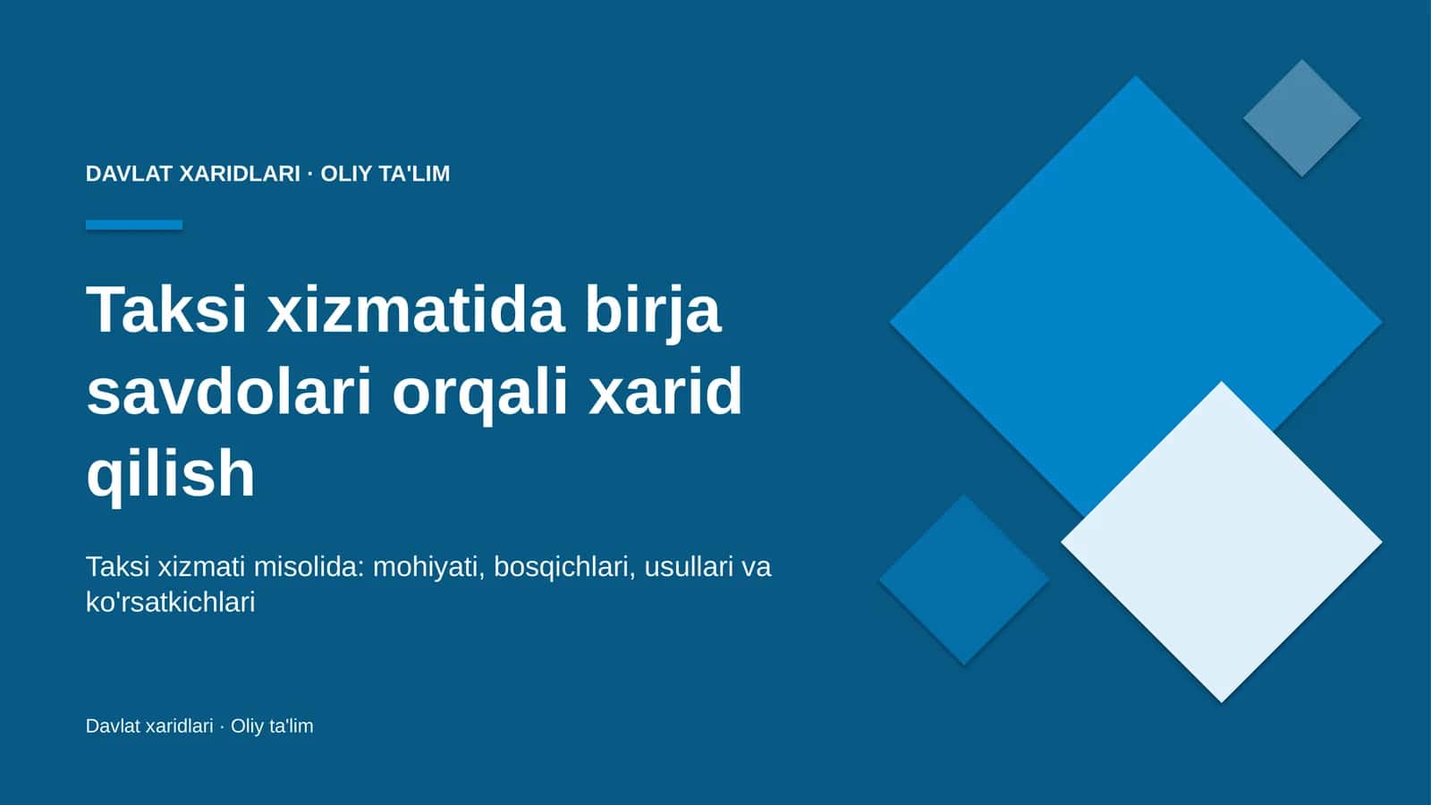 Taksi xizmatida birja savdolari orqali xarid qilish