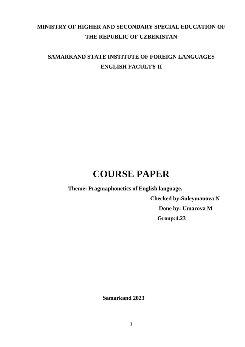Pragmaphonetics of English language