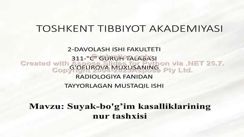 Suyak-bo'g’im kаsаlliklаrining nur tashxisi