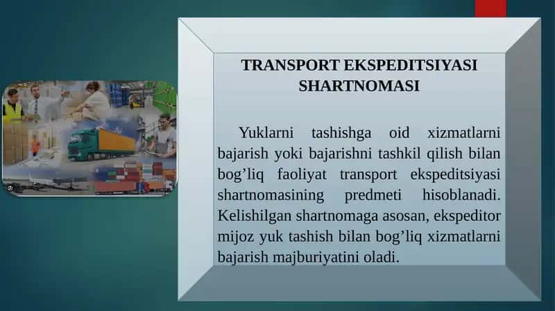 Transport Ekspeditsiyasi Shartnomasi