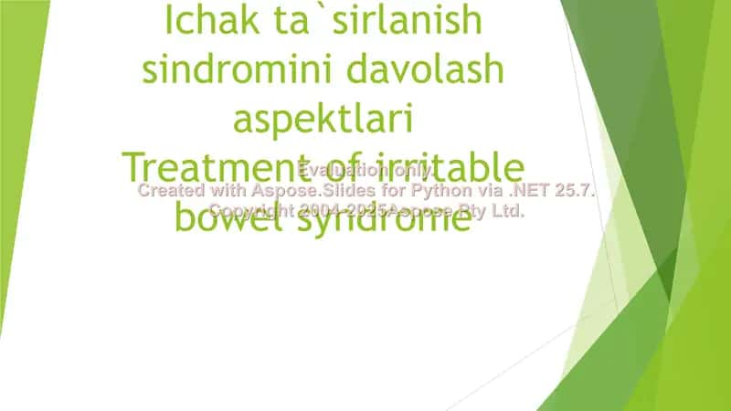 Ichak ta`sirlanish sindromini davolash aspektlari