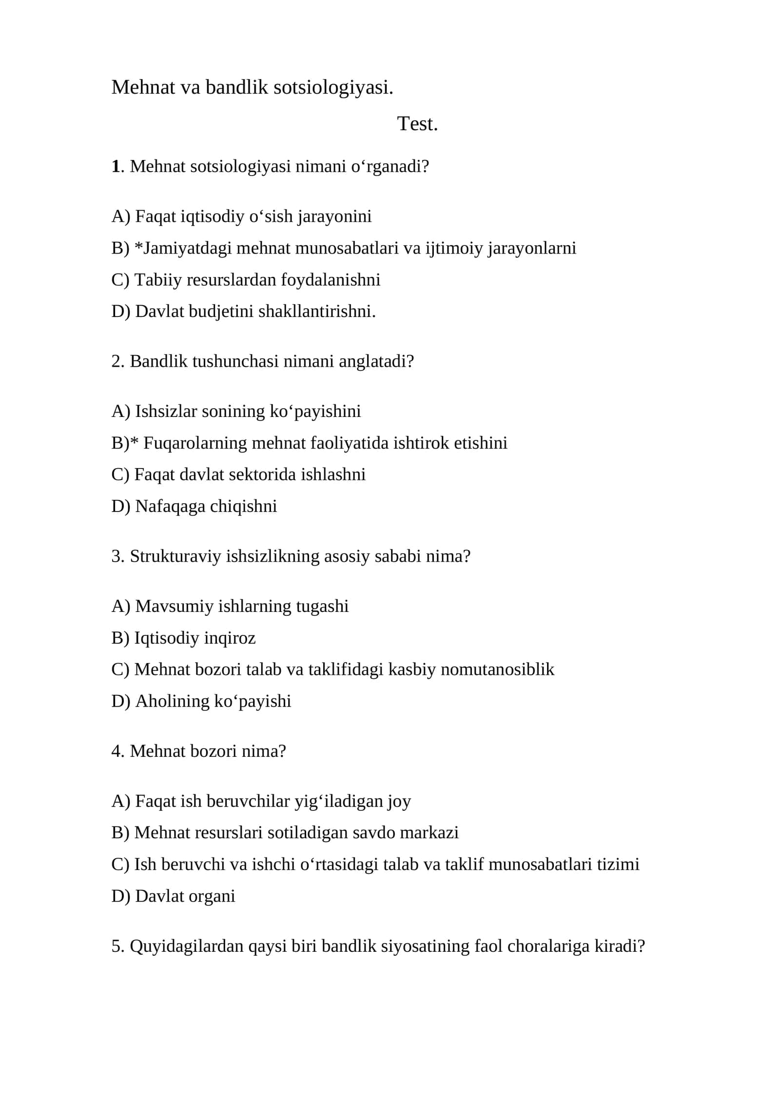 Mehnat va bandlik sotsiologiyasi
