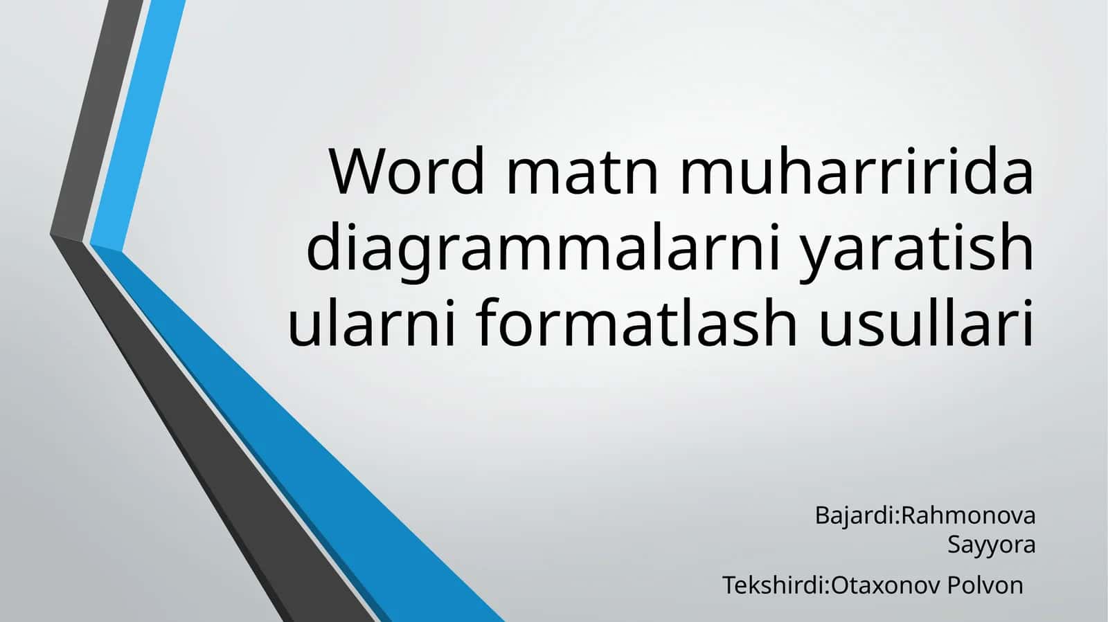 Word matn muharririda diagrammalarni yaratish va ularni formatlash usullari