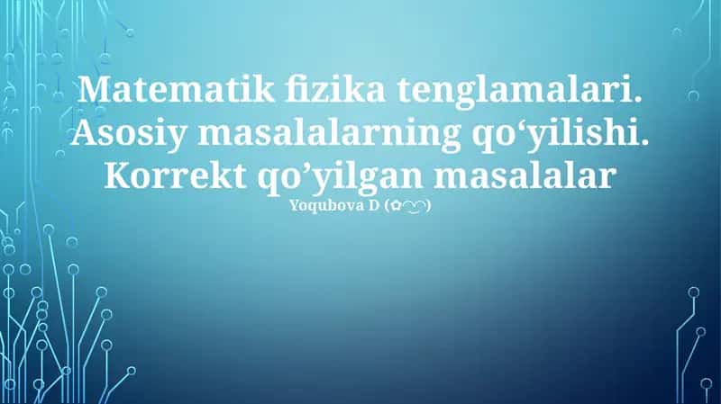 Matematik Fizika Tenglamalari