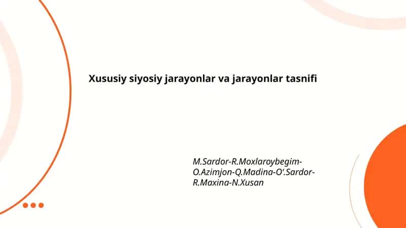 Xususiy siyosiy jarayonlar va jarayonlar tasnifi
