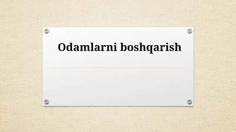 Odamlarni boshqarish