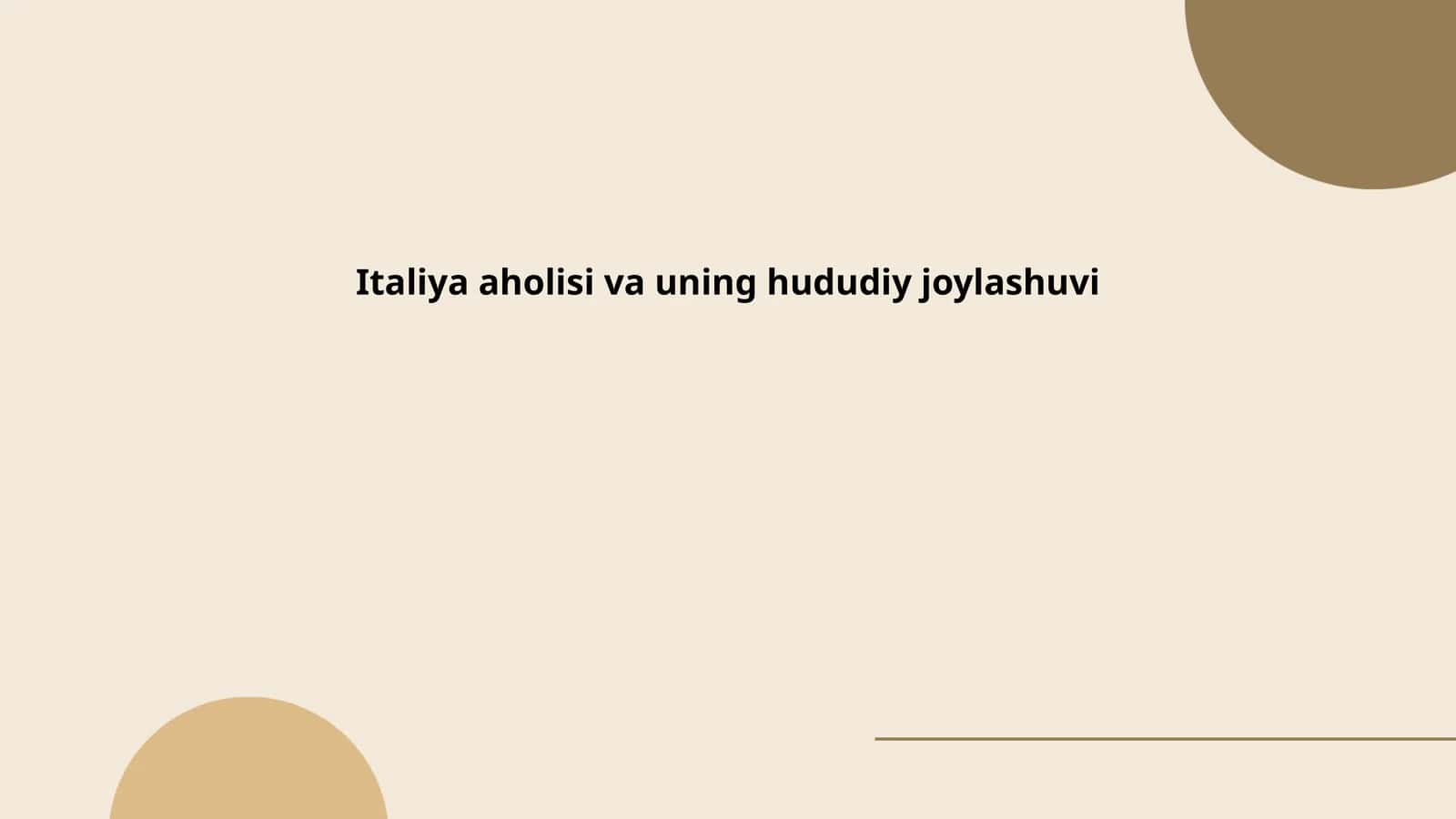 Italiya aholisi va uning hududiy joylashuvi