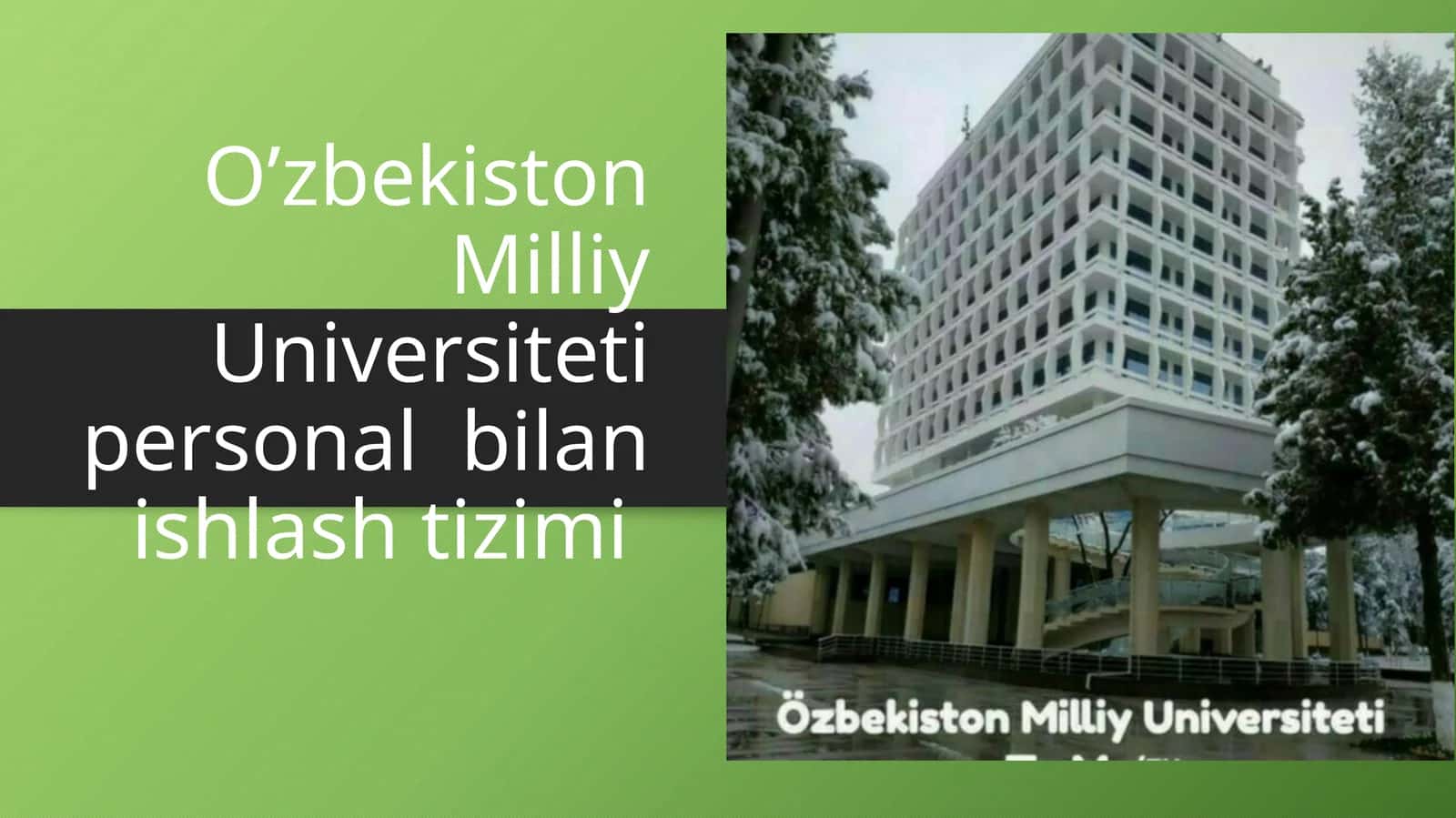 O’zbekiston Milliy Universiteti Personal Bilan Ishlash Tizimi