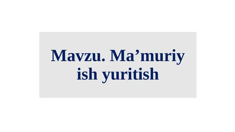 Ma’muriy ish yuritish