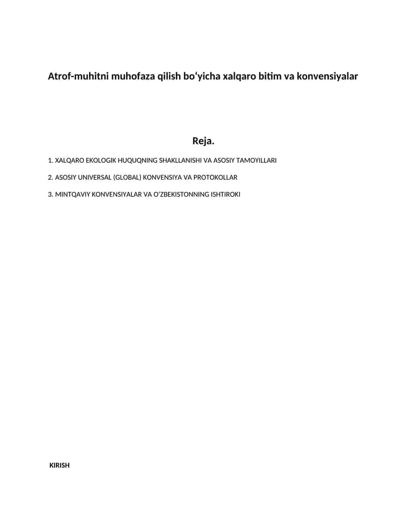 Atrof-muhitni muhofaza qilish boʻyicha xalqaro bitim va konvensiyalar