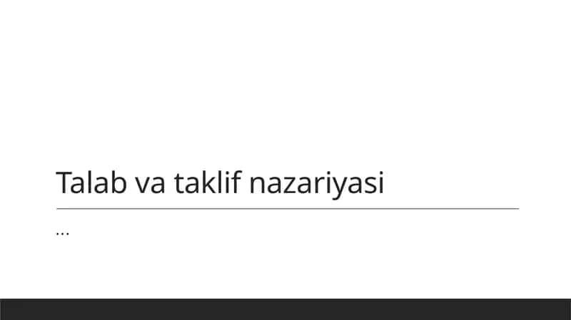 Talab va Taklif Nazariyasi