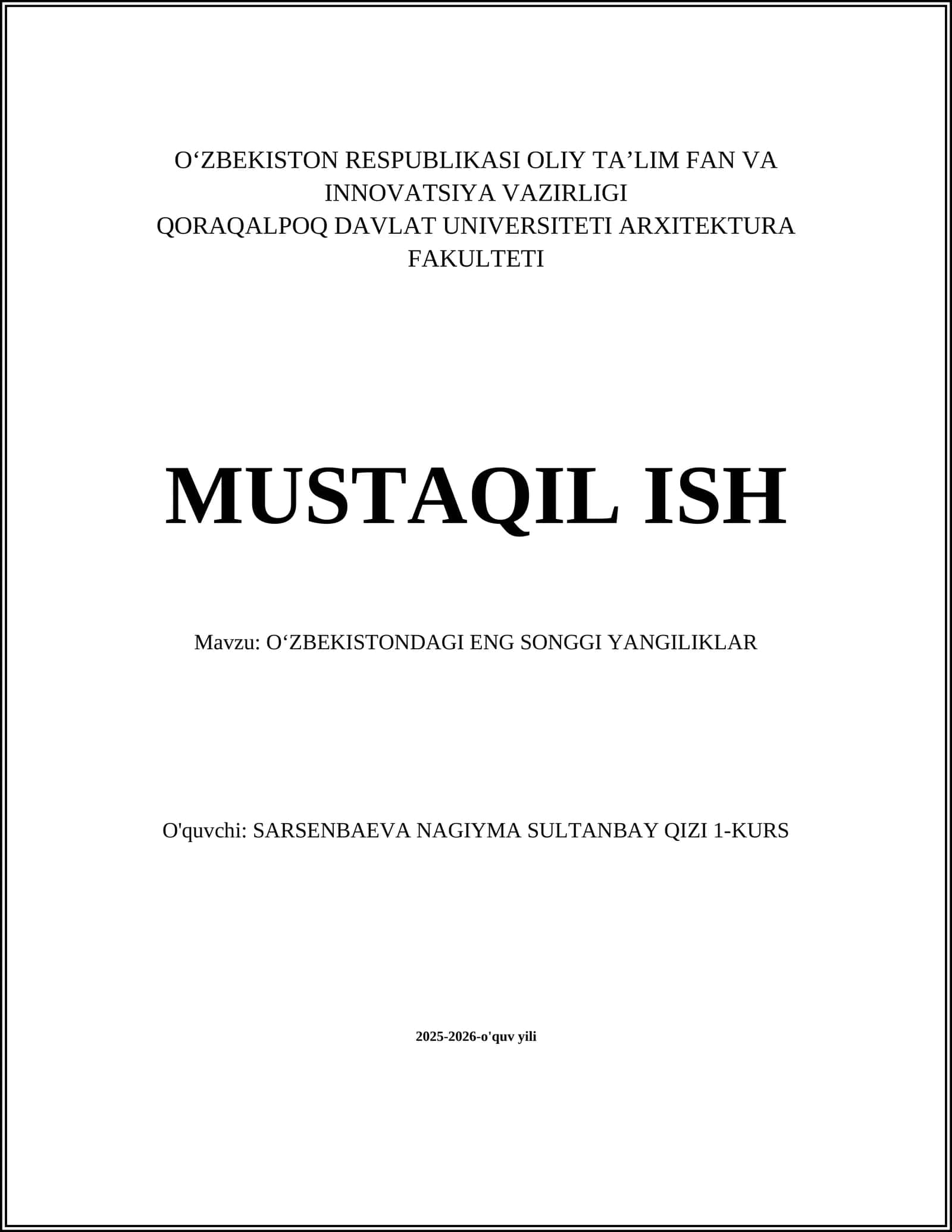 OʻZBEKISTONDAGI ENG SONGGI YANGILIKLAR
