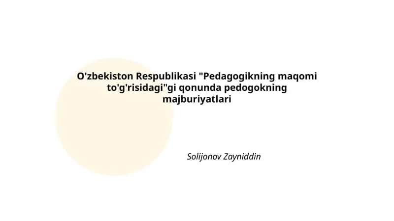 Pedagogikning maqomi to'g'risidagi majburiyatlari