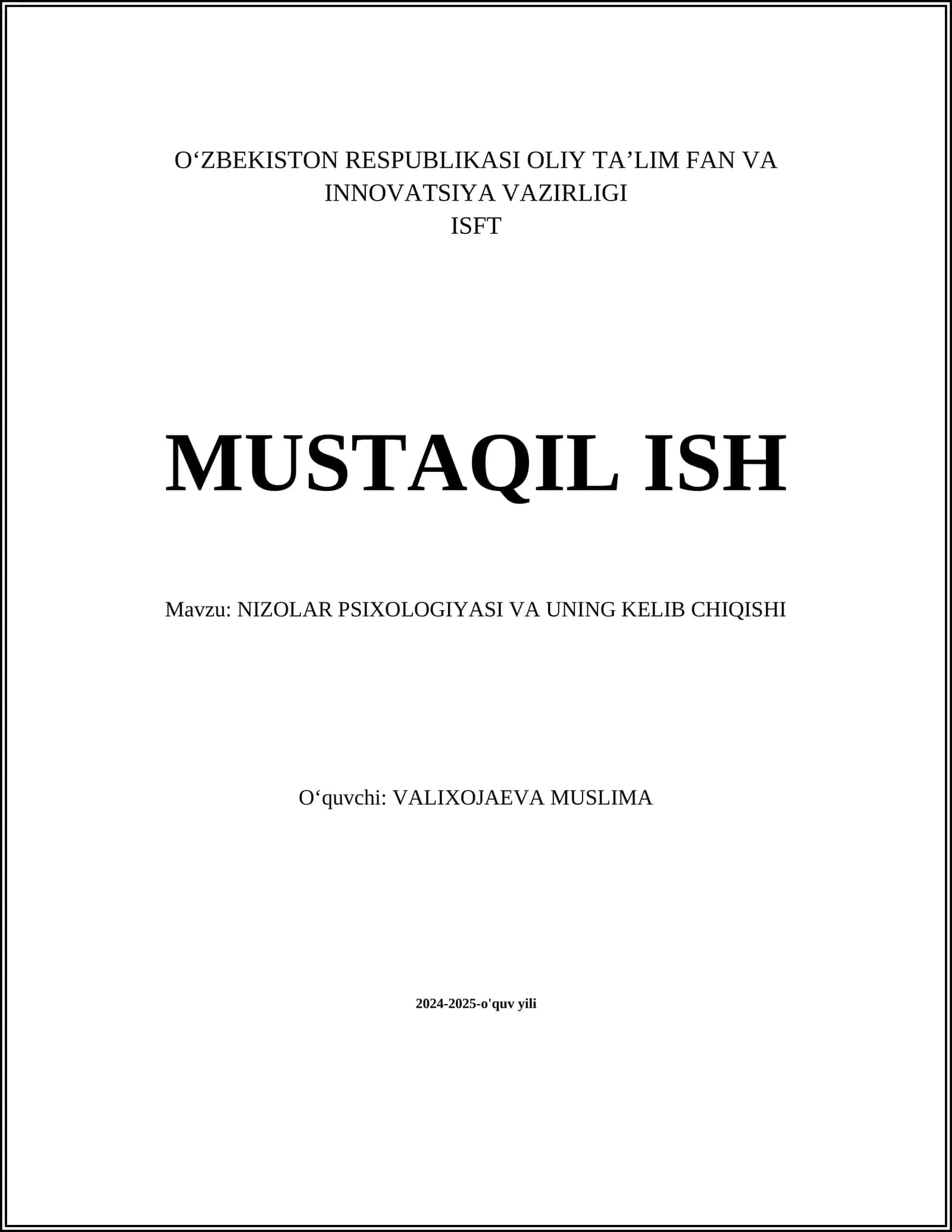 NIZOLAR PSIXOLOGIYASI VA UNING KELIB CHIQISHI
