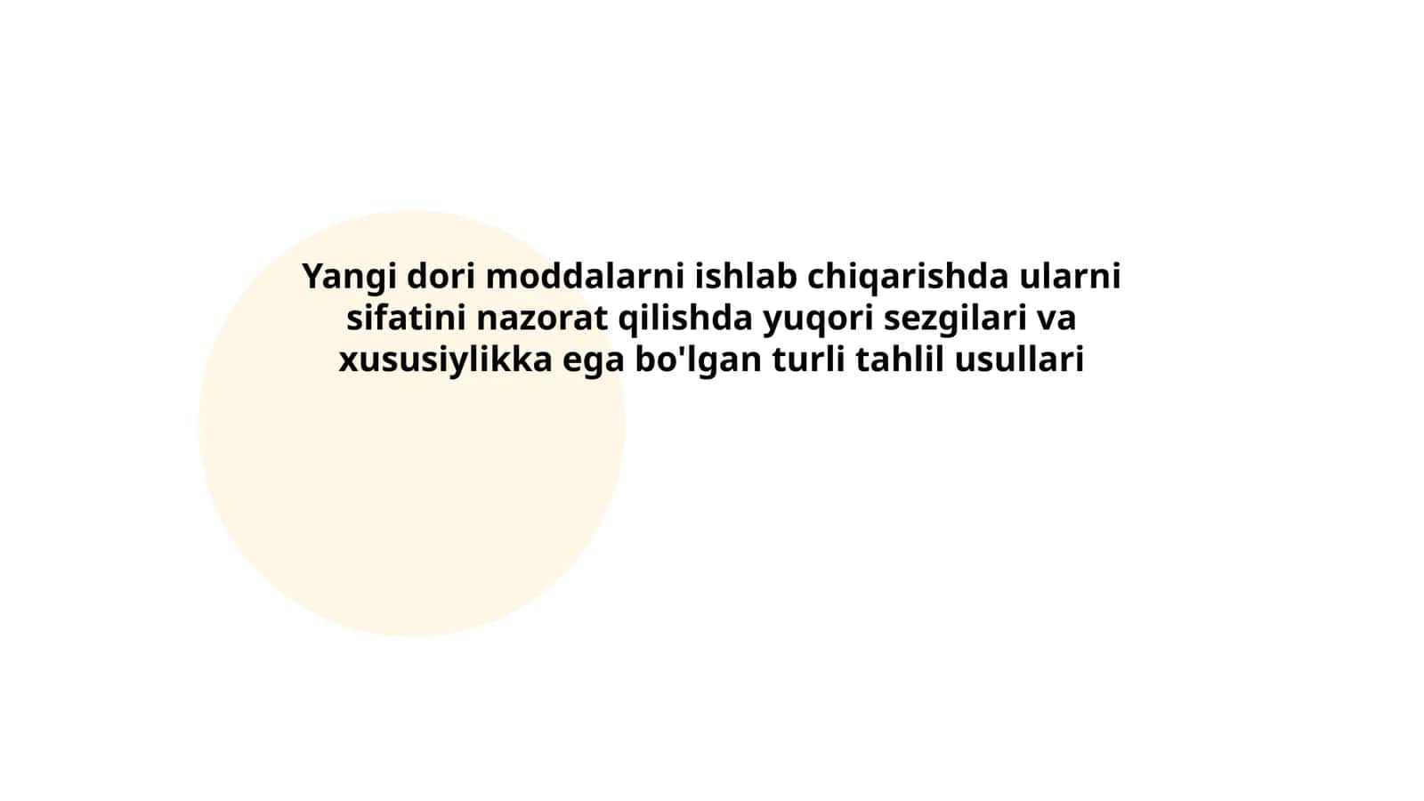 Yangi dori moddalarni ishlab chiqarishda ularni sifatini nazorat qilishda yuqori sezgilari va xususiylikka ega bo'lgan turli tahlil usullari