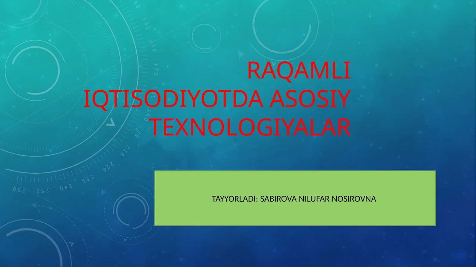 RAQAMLIIQTISODIYOT XO’JALIK TIZIMI VA IQTISODIY FAN SIFATIDA