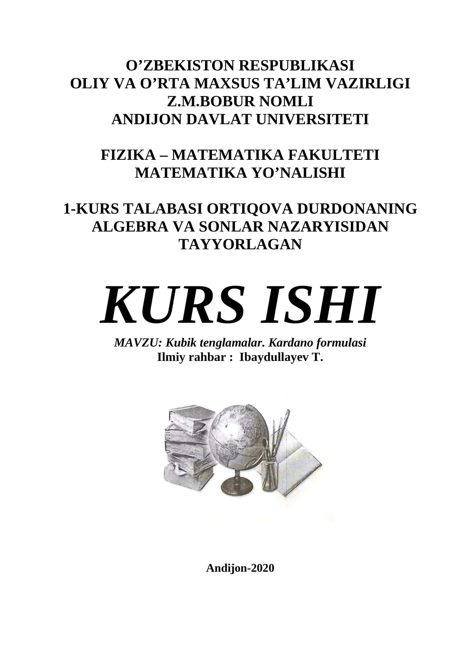 Kubik tenglamalar. Kardano formulasi