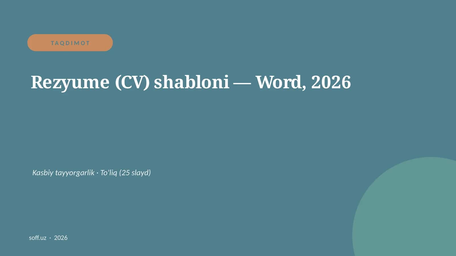 Rezyume (CV) shabloni — Word, 2026