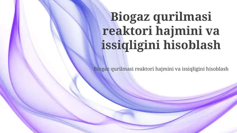 Biogaz O'simlik Reaktori