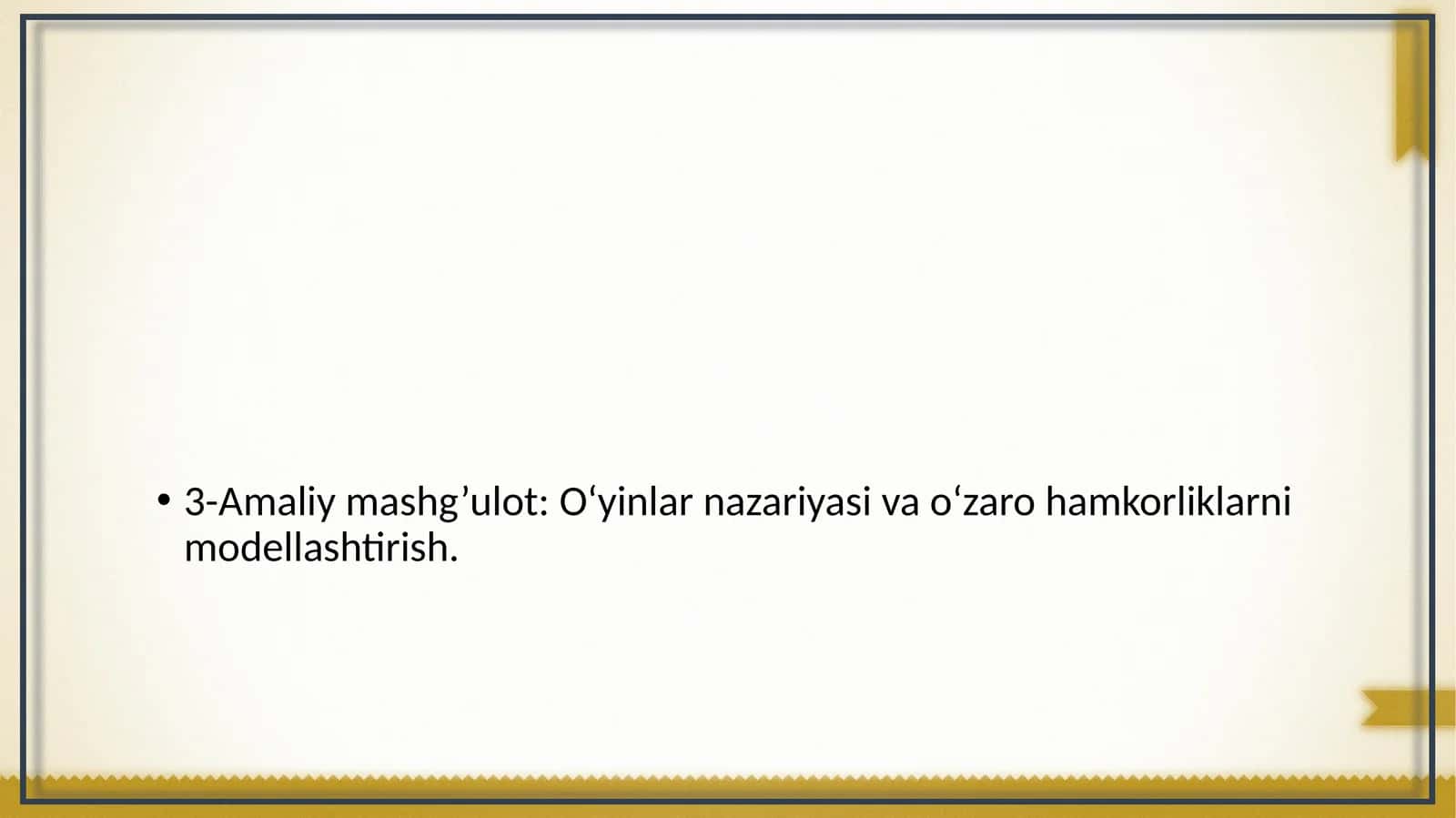 O‘yinlar nazariyasi va o‘zaro hamkorliklarni modellashtirish
